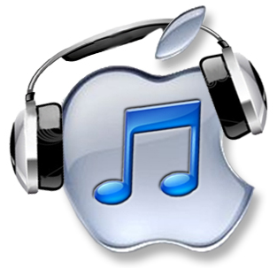 apple logo with headphones
