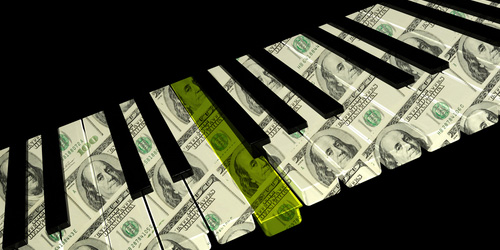 piano keyboard money bills